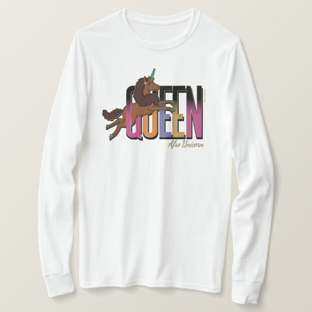 Afro Unicorn Queen Design T-Shirt (Design Front)