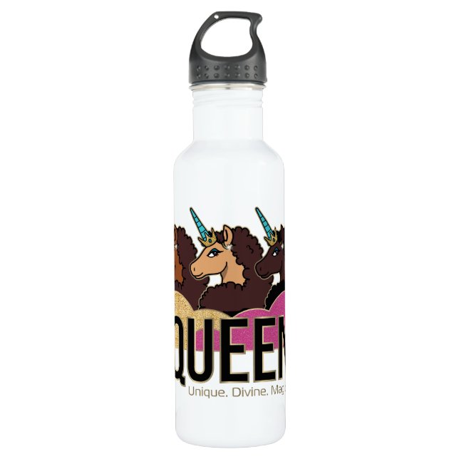 Afro Unicorn Queen Trio Design 710 Ml Water Bottle (Front)