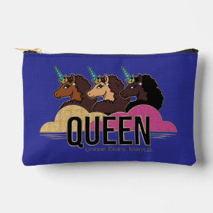 Afro Unicorn Queen Trio Design Accessory Pouch