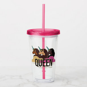 Afro Unicorn Queen Trio Design Acrylic Tumbler