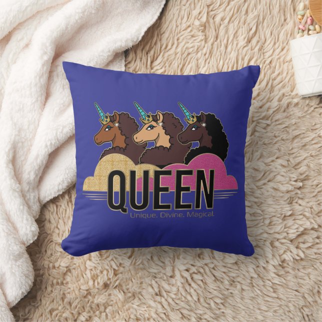 Afro Unicorn Queen Trio Design Cushion (Blanket)