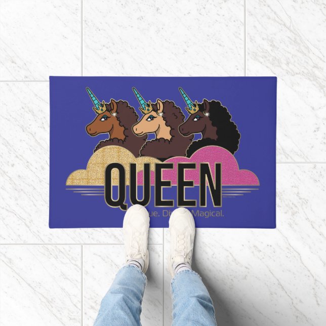 Afro Unicorn Queen Trio Design Doormat (Indoor)