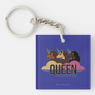 Afro Unicorn Queen Trio Design Key Ring