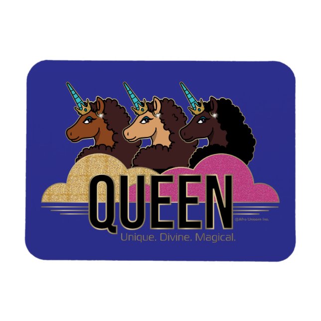 Afro Unicorn Queen Trio Design Magnet (Horizontal)