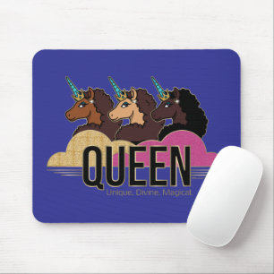Afro Unicorn Queen Trio Design Mouse Mat