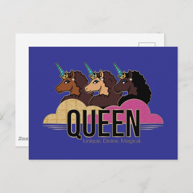 Afro Unicorn Queen Trio Design Postcard (Front/Back)