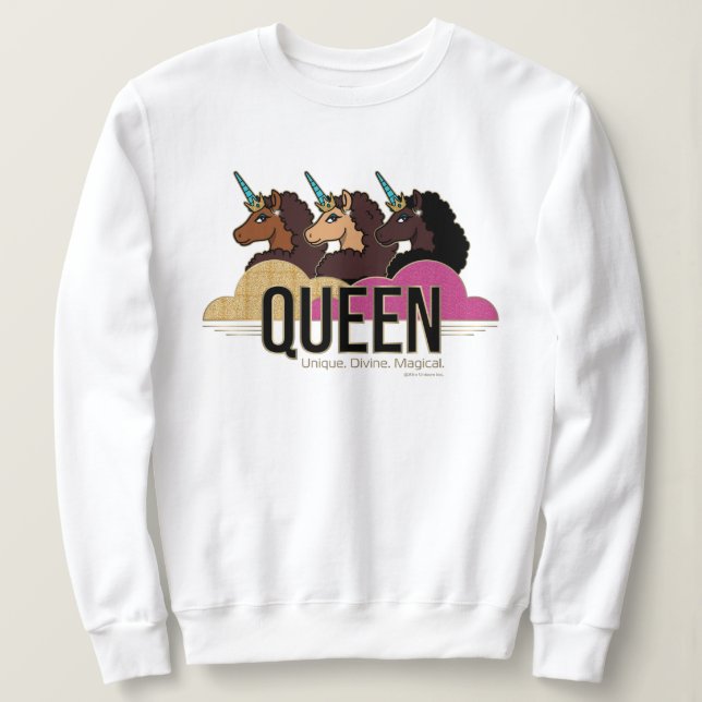 Afro Unicorn Queen Trio Design Sweatshirt (Design Front)