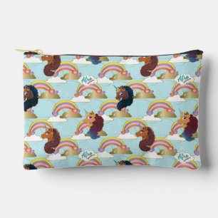 Afro Unicorn Rainbow and Hearts Pattern Accessory Pouch