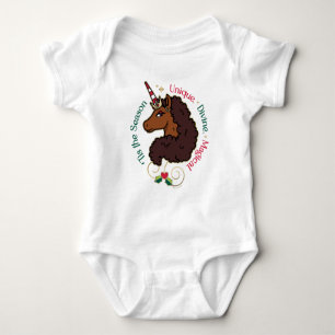 Afro Unicorn 'Tis the Season Holiday Unicorn Baby Bodysuit