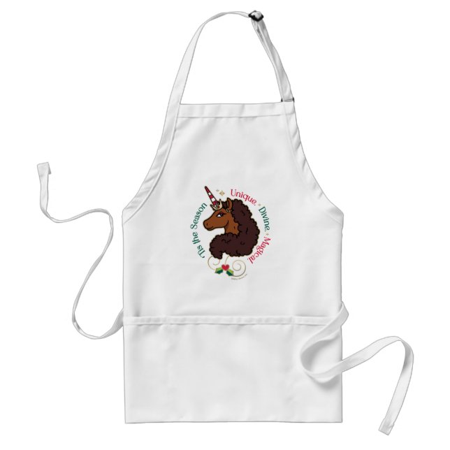 Afro Unicorn 'Tis the Season Holiday Unicorn Standard Apron (Front)
