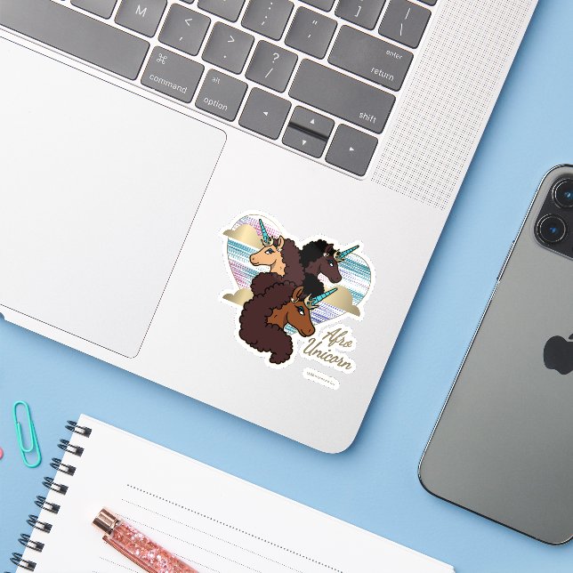 Afro Unicorn Trio Heart Design (Laptop w/ iPhone)