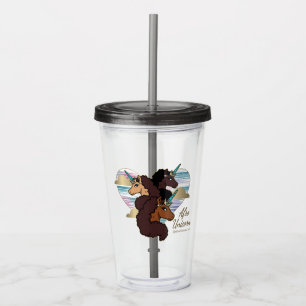 Afro Unicorn Trio Heart Design Acrylic Tumbler