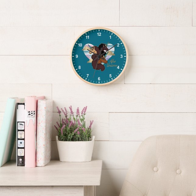 Afro Unicorn Trio Heart Design Clock (Reading Room)
