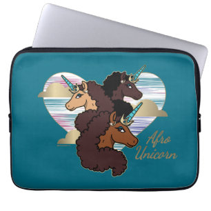Afro Unicorn Trio Heart Design Laptop Sleeve