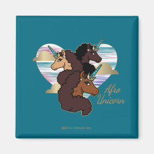 Afro Unicorn Trio Heart Design Magnet