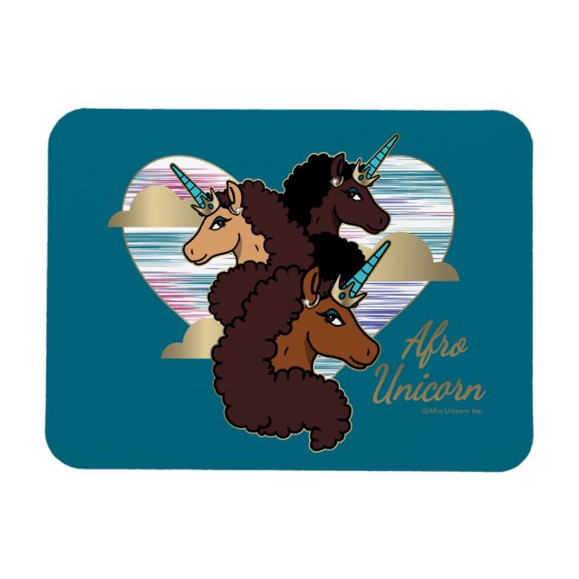 Afro Unicorn Trio Heart Design Magnet (Horizontal)