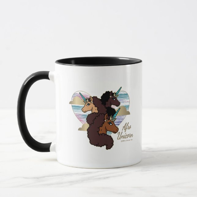 Afro Unicorn Trio Heart Design Mug (Left)