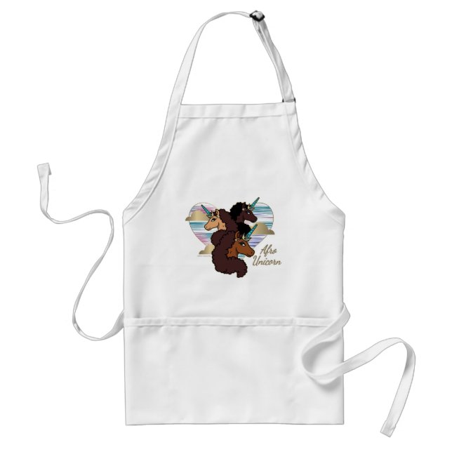Afro Unicorn Trio Heart Design Standard Apron (Front)