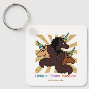 Afro Unicorn Trio: Unique, Divine, and Magical Key Ring