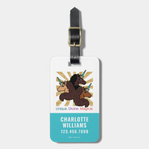 Afro Unicorn Trio: Unique, Divine, and Magical Luggage Tag