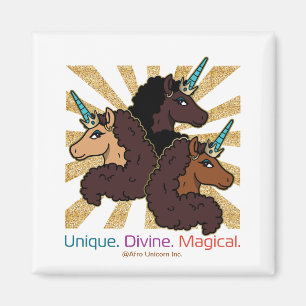Afro Unicorn Trio: Unique, Divine, and Magical Magnet