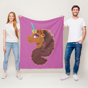 Afro Unicorn Unique Fleece Blanket