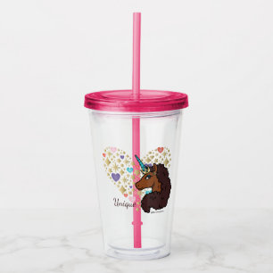 Afro Unicorn Unique Heart Design Acrylic Tumbler