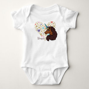 Afro Unicorn Unique Heart Design Baby Bodysuit