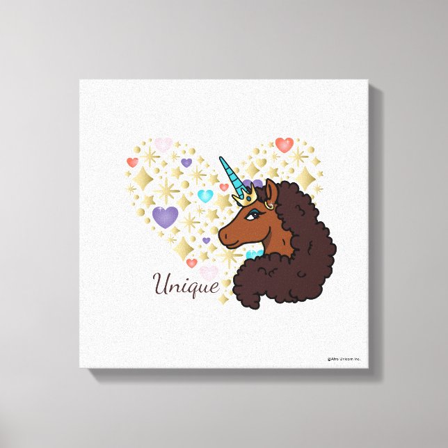 Afro Unicorn | Unique Heart Design Canvas Print (Front)