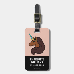 Afro Unicorn   Unique Luggage Tag