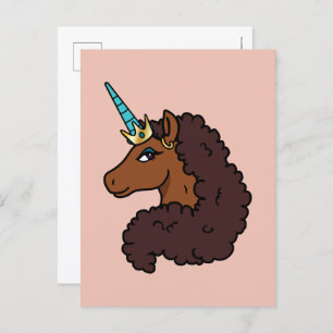 Afro Unicorn   Unique Postcard
