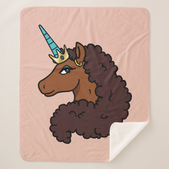 Afro Unicorn | Unique Sherpa Blanket (Front)