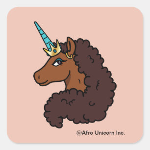 Afro Unicorn   Unique Square Sticker