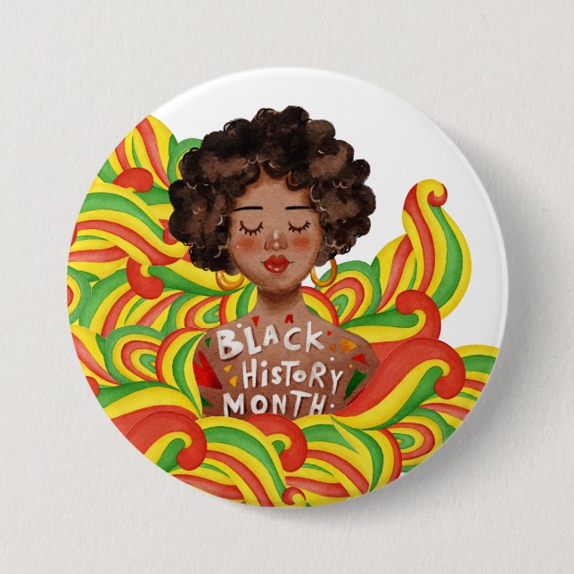 Afro Woman | Black History Month 7.5 Cm Round Badge (Front)