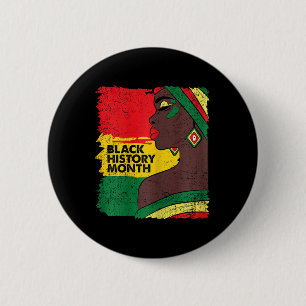 Afro Woman Black History Month Colours Men Women W 6 Cm Round Badge