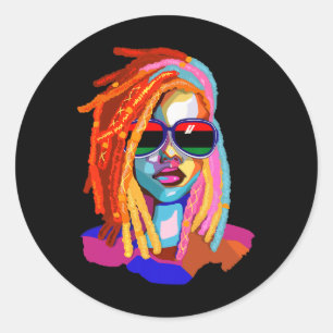 Afro Woman Black Queen Art Black History Juneteent Classic Round Sticker