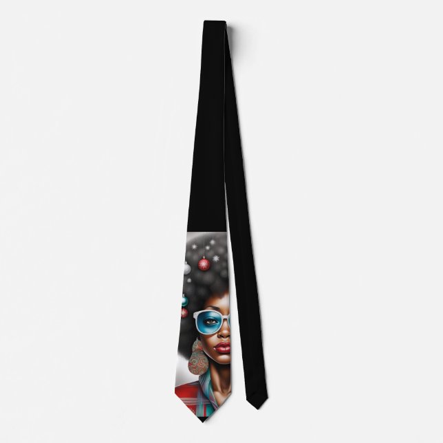Afro woman elegant and bizarre  holiday mood  tie (Front)