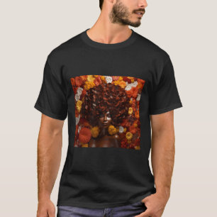 Afro Woman Floral Black Queen Puff Art Melanin Aut T-Shirt