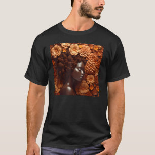Afro Woman Floral Black Queen Puff Melanin Magic O T-Shirt