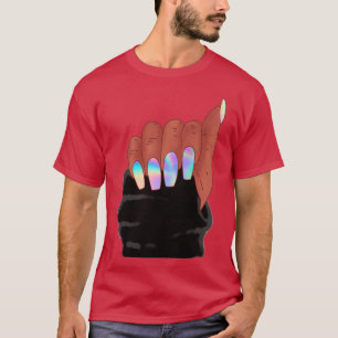 Afro woman hand with holograph nails T-Shirt