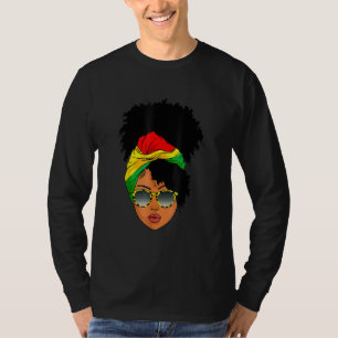 Afro Woman Headscarf Nubian Melanin Popping Black T-Shirt