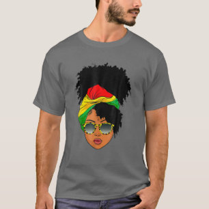 Afro Woman Headscarf Nubian Melanin Popping Black T-Shirt