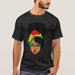 Afro Woman Headscarf Nubian Melanin Popping Black  T-Shirt
