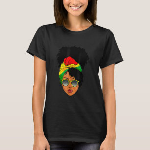 Afro Woman Headscarf Nubian Melanin Popping Black  T-Shirt