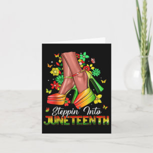 Afro Woman High Heels Black Girl Stepping Into Jun Card