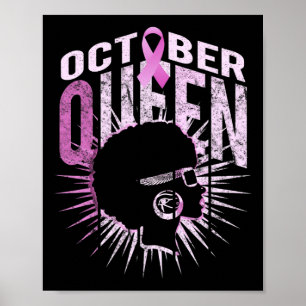 Afro Woman In October We Wear Pink Breast Cancer A Poster