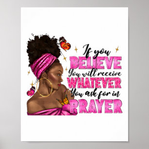 Afro Woman Puff Bun And Religion Faith Prayer June Poster