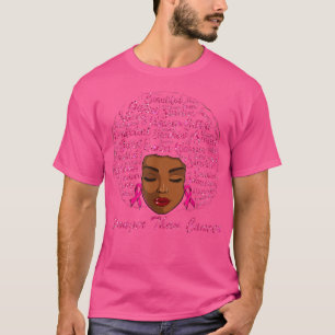 Afro Women Breast Cancer , Stronger Than Cancer Qu T-Shirt