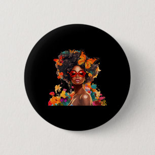 Afro Women Flowers Butterfly Latina African Americ 6 Cm Round Badge