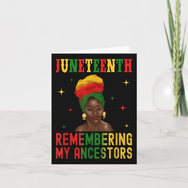 Afro Women Melanin Girl Headwrap Juneteenth Rememb Card (Front)